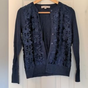Loft Navy Blue Cardigan with Openwork Detail XSP